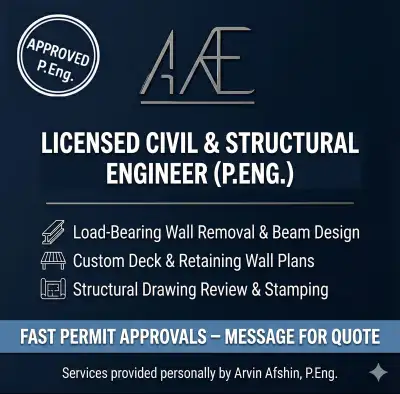 Ontario P.Eng Structural – Wall Removal, Beams, Permits, View more