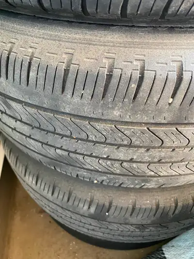 Tires are 7/32 even wear and come with steel rims and hubcaps for Toyota Corolla. Tires don’t have a...