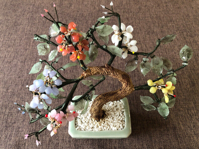 Vintage Chinese glass bonsai tree flowers marked dans Art et objets de collection  à Ville de Montréal - Image 4