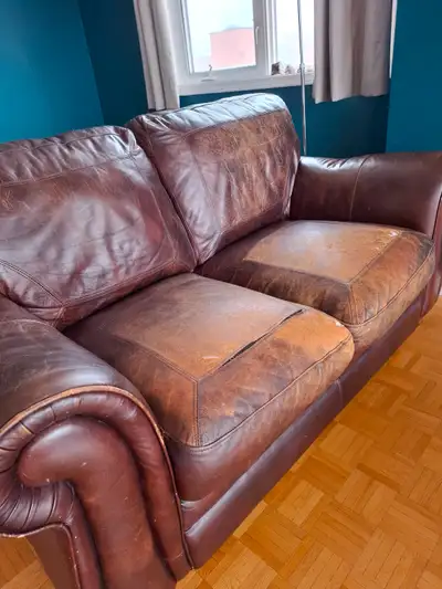 Free brown leather loveseat, View more