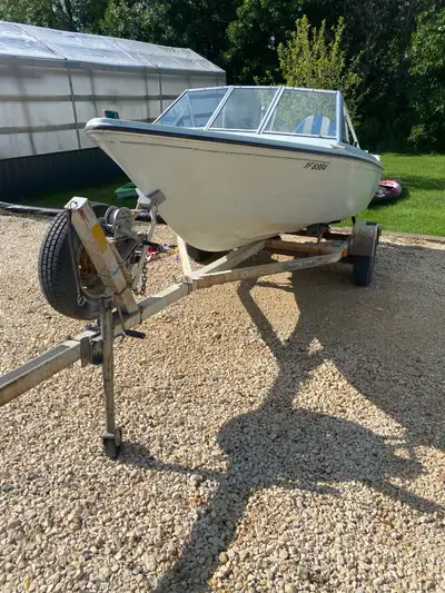 14ft long Shorelander trailer 60hp Evinrude. Runs strong. Good boat. I’ve had it for 15yrs 20four-38...