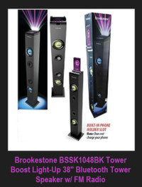 NEW Brookestone Tower Boost Light Up 38" Bluetooth Tower Speaker