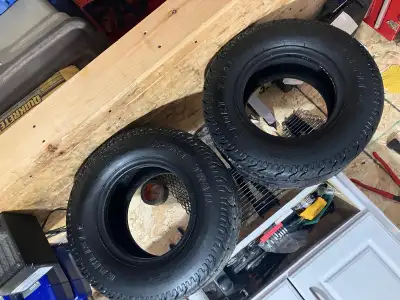 Trailer tires. Bought for a snowmobile trailer I no longer have. 2 in great shape Carlisle Sport Tra...