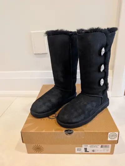 UGG Australia Black Bailey Button Bling Triplet Tall Boots Size6, View more