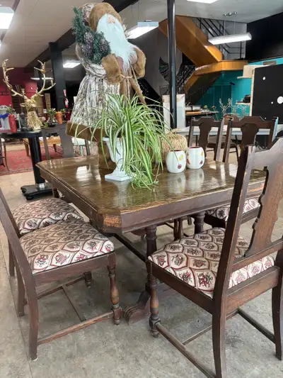 Vintage Dining Table/6 Vintage Chairs  , View more