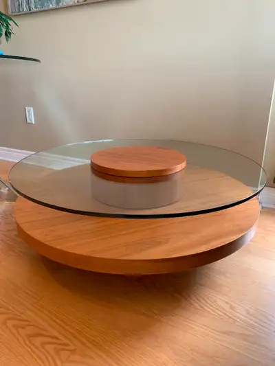 Revere Circle Coffee Table in Walnut with a Round Glass Top