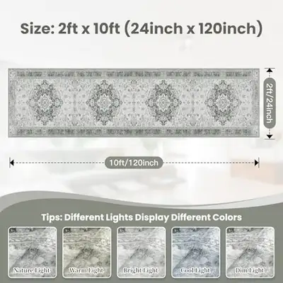 OTAHGK 2x10 Non-Slip Rug – Soft Faux Wool & Polyester, Stain-Res, View more