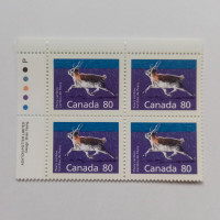 Canada Perry Caribou 80 CENTS 13.1 Perf. Plate Block Stamps