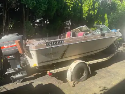 17 ft fiberglass. boat , trailer, 150 hp moter, View more
