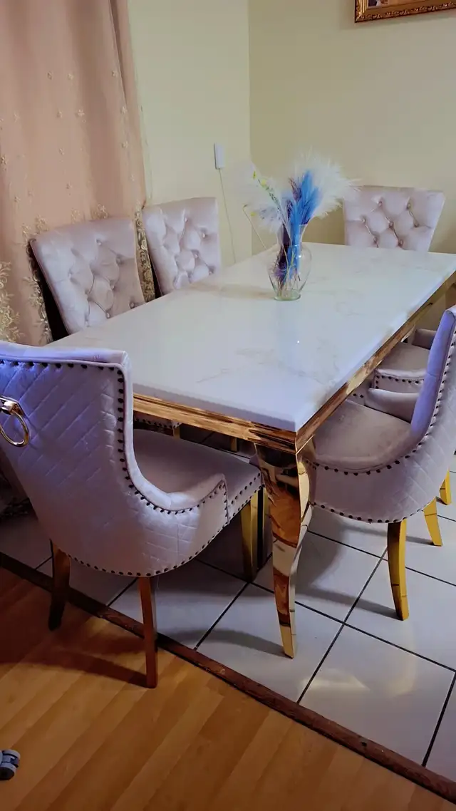 Take It ASAP Marble Dining Table Set | 6 Seater Dining Set  in Dining Tables & Sets in Hamilton - Image 2
