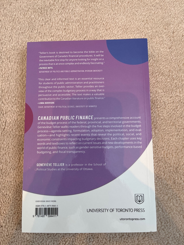 Canadian Public Finance - Genvieve Tellier  in Textbooks in Ottawa - Image 2