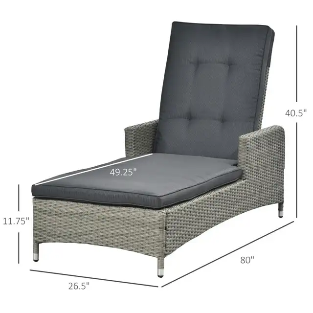Patio PE Rattan Wicker Chaise Lounge Chair Outdoor 5-Position in Patio & Garden Furniture in Markham / York Region - Image 3