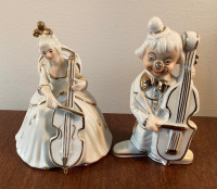 2 MONTI PIERO Style Figurines (Seated Lady Cello, Clown Cello)