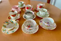 10 Sets of Vintage Teacups and Saucers Made in England
