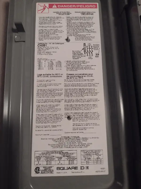 SQUARE D CH361 Safety switch fusible 30A 600VAC/DC 3 Poles 20HP in Electrical in Laval / North Shore - Image 6