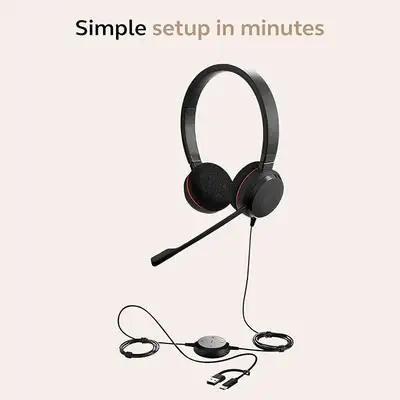 Jabra Evolve 20 Stereo Wired Headset (Black), View more