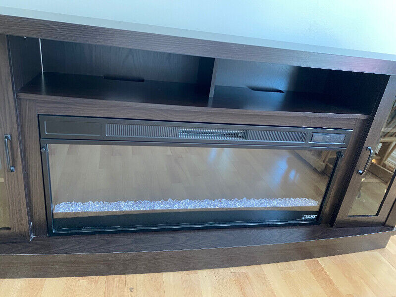 Electric Fireplace 70” TV Stand with Glass Ember Firebox Fireplace