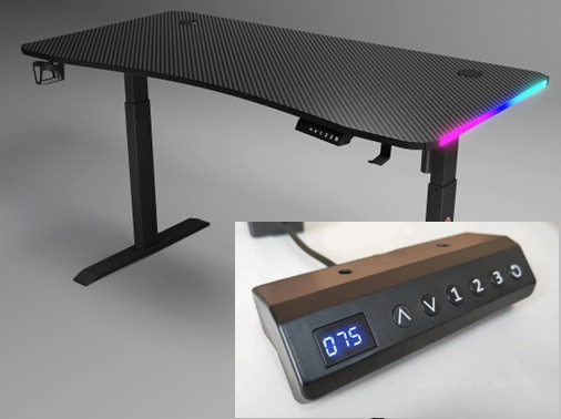 Gaming Desk with Premium Adjustable Carbon Fiber Top and Dynamic in Desks in Kitchener / Waterloo - Image 2