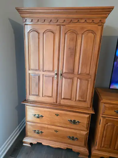 Solid oak armoire,  good condition, View more