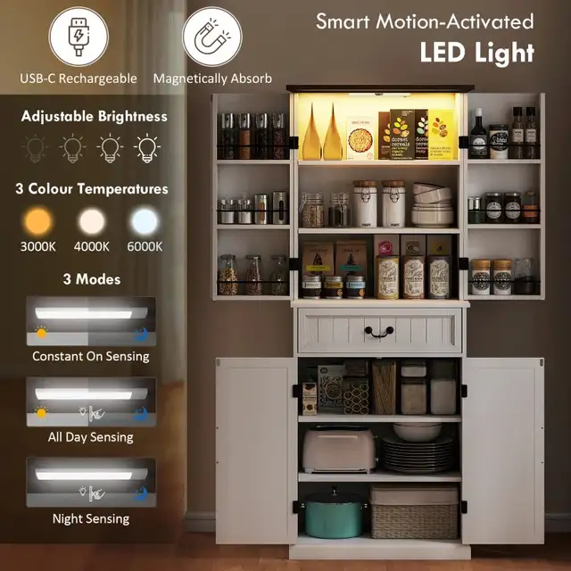71" LED farmhouse Kitchen Pantry Cabinet in Bookcases & Shelving Units in Markham / York Region - Image 3