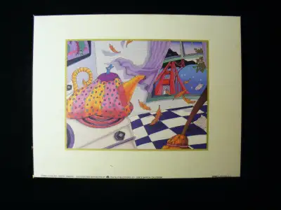 Liz Collins “Teapot Tempest” lithograph wall plaque 25.4x19.9 cm, View more