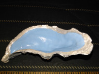Pale Blue Hand Painted Oyster Shell Trinket/Ring/Jewelry Dish -