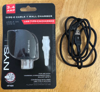 USB Wall charger and USB-C charging cable