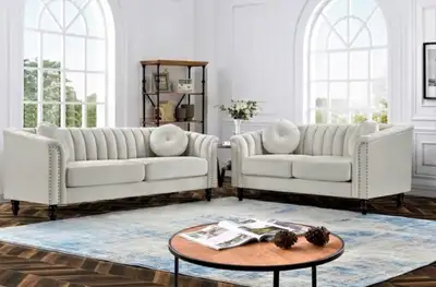 Modern Velvet Sofa and Loveseat Set, View more