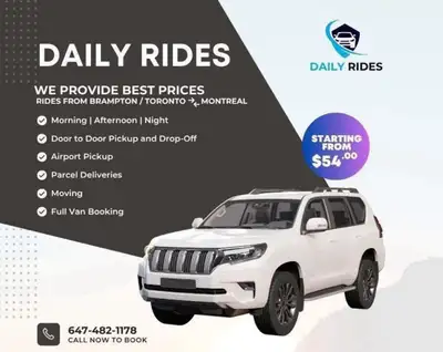 Toronto to Montreal Rideshare Door to Door , View more