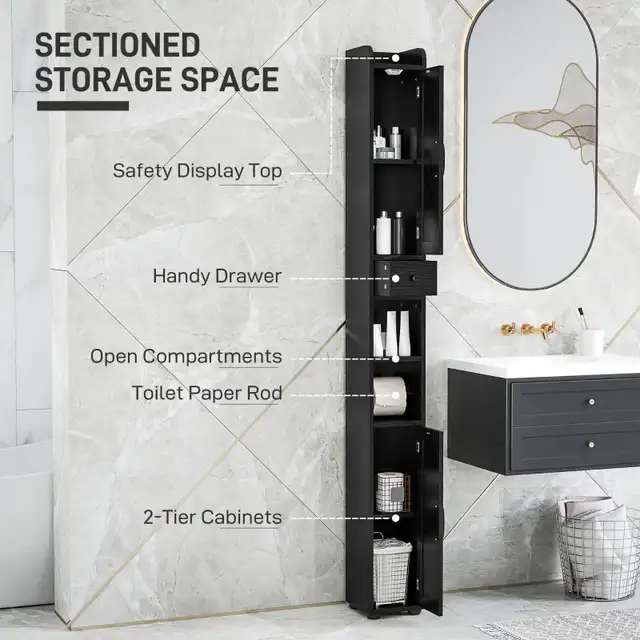 72" tall Narrow Bathroom Cabinet, Tall Bathroom Storage Cabinet  in Bookcases & Shelving Units in Markham / York Region - Image 4