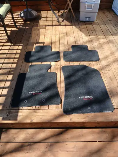 Full set of OEM Hyundai Genesis Coupe carpet floor mats. Includes: Driver mat Passenger mat Two rear...