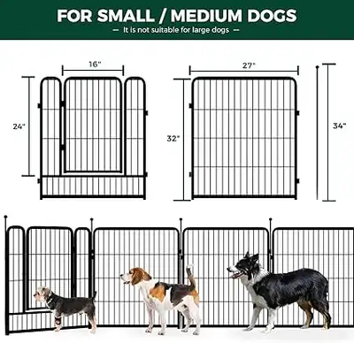 Dog Playpen 32 Inch with 16 Panels for Yard & Camping, View more