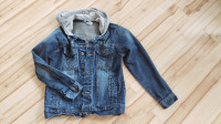 Boys jackets, 1 x faux leather, 1x jeans, size L (10/12)
