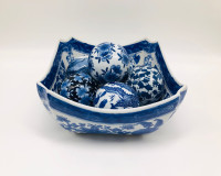 Vintage Bowl Chinese large handpainted ceramic floral
