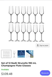 Vine/Champange Glasses - Flute glasses set of 8