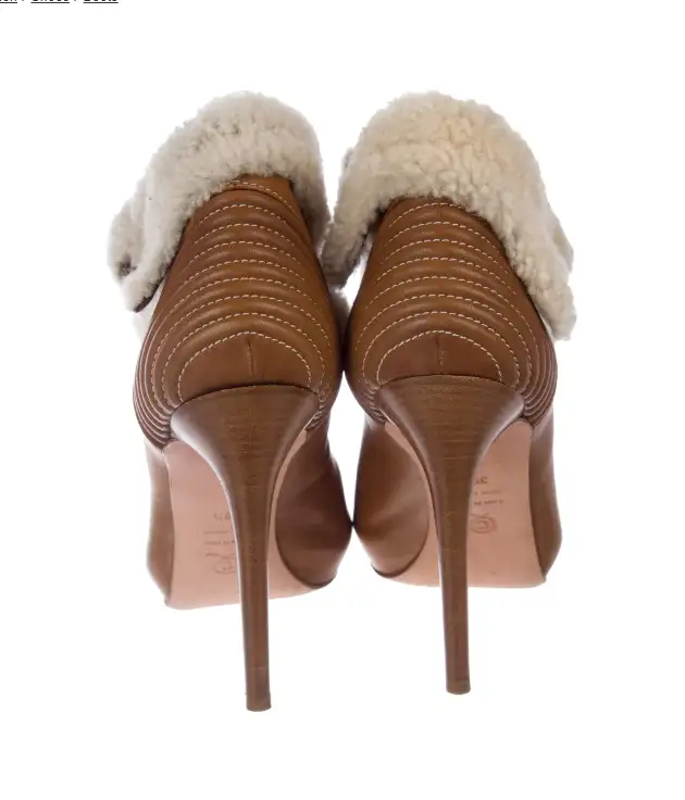ALEXANDER MCQUEEN Shearling-Trimmed Leather Booties62863267744387122