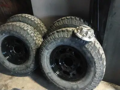 8 Bolt GM or Chevy aluminum wheels and tires fit up to a 2010 $600 cash 265/75/16 Rims were sandblas...