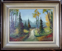 Oil Painting by Listed Artist Paul Hyttinen "A Forest Path" 1950