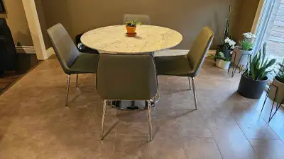 Structube Marble Dining Table and Chairs, View more