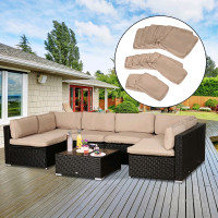 Outdoor 14pc Patio Rattan Sofa Set Cushion Polyester Cover