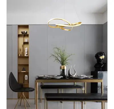 Egremt Gold LED Chandelier With White Acrylic Diffuser, View more