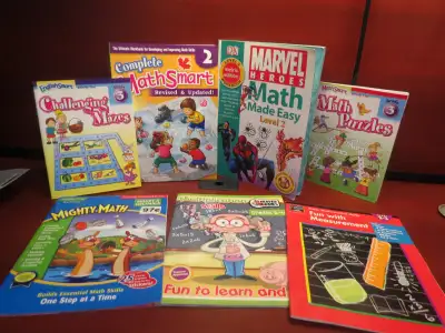 Great a lot of books that includes six math related activity box, and one English related book. The...