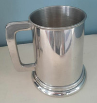 Vintage pewter Viners Sheffield England glass bottom tankard mug
