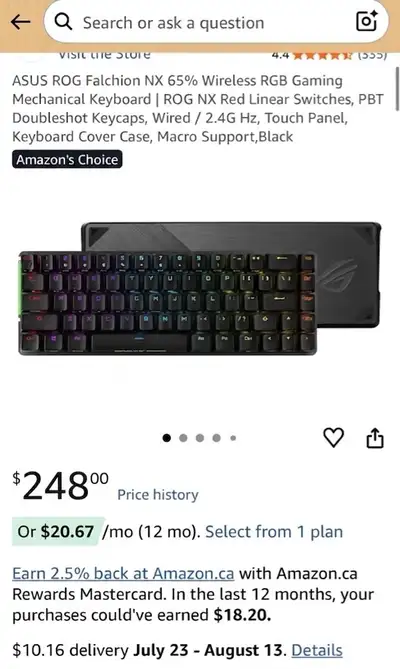 ASUS ROG Falchion NX 65% Wireless Keyboard, View more