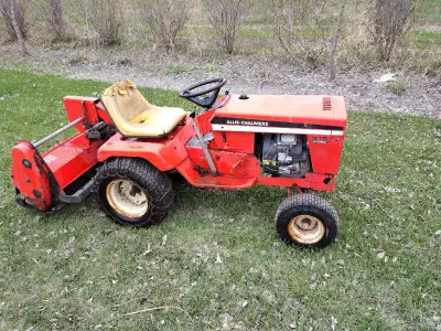 Allis-Chalmers 919 Hydro garden tractor has a rear-mounted tiller attachment. I don't know what year...