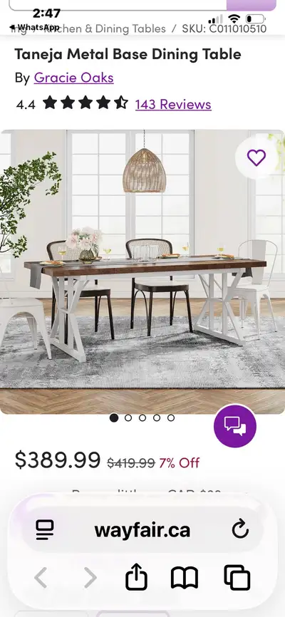 Gracie Oaks Dining Table, View more