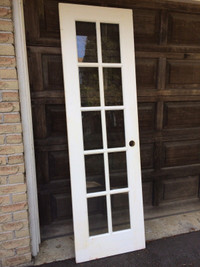 One 10 Pane Solid Wood French Door With Mullions