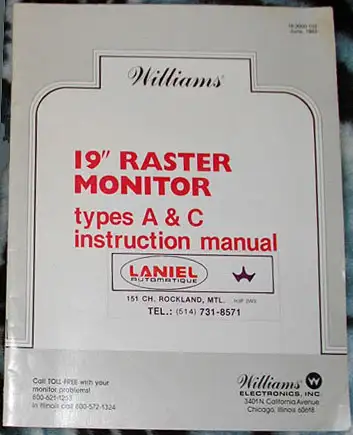 WILLIAMS ARCADE GAME MONITOR MANUAL, View more