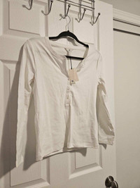 Banana Republic Henley T-Shirt - Petite, Medium, White