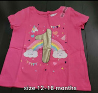 Girl's size 12-18 1st birthday short sleeve shirt (new with tag)